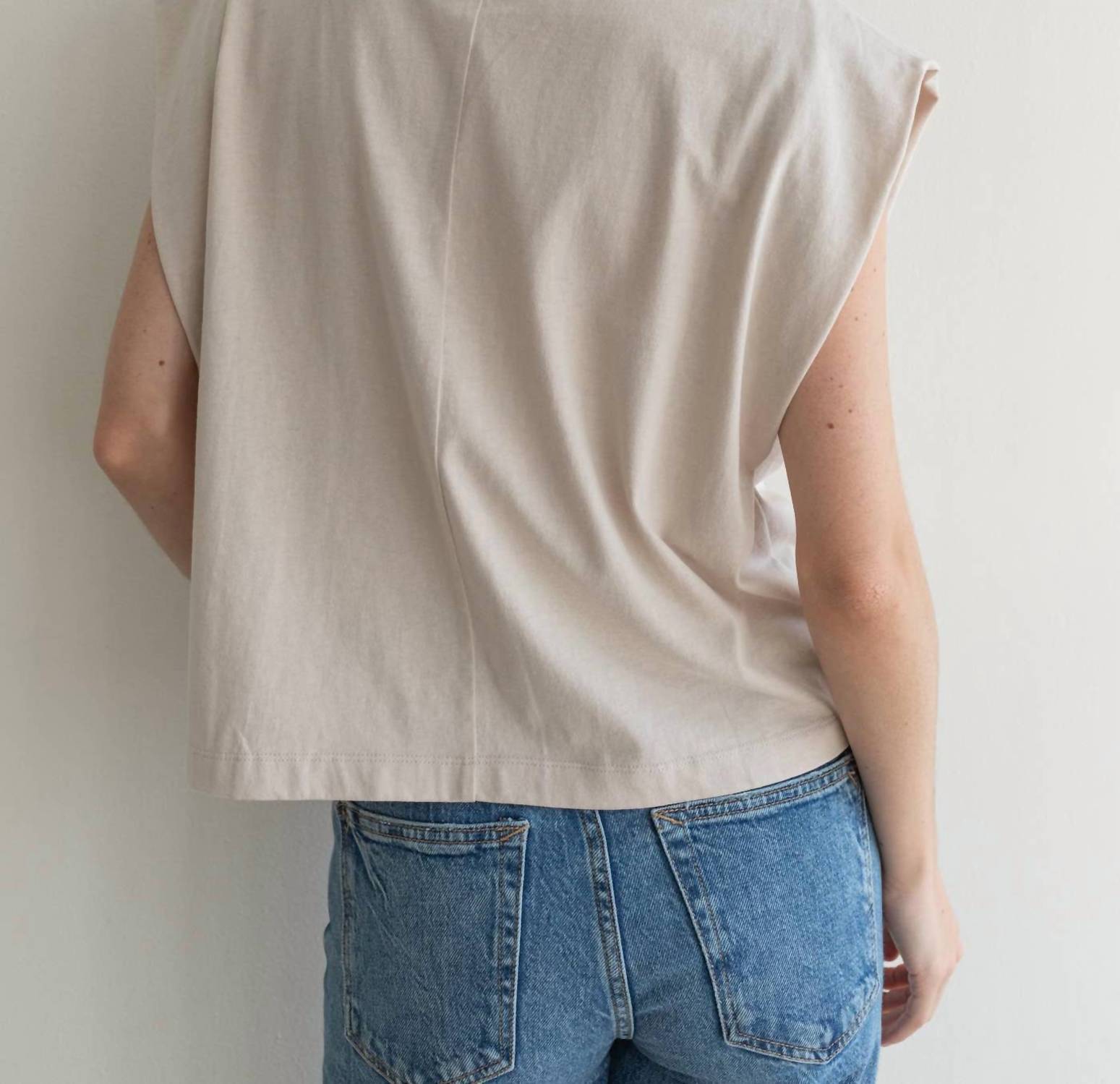 Things Between Tate Muscle Tee in stone - women's shirt - detail view