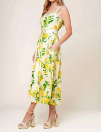 FLYING TOMATO Woven Midi Dress in ivory print - women's dress - alternate view