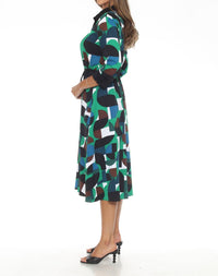 Joseph Ribkoff - Women's Geometric Print Midi Shirt Dress