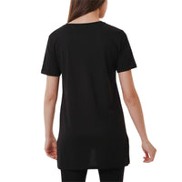 Ambar - V-neck Side Slit Cotton Tunic T-shirt