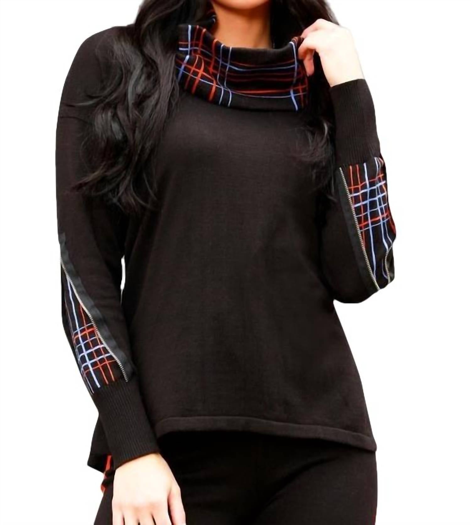 Plaid Sweater with Scarf