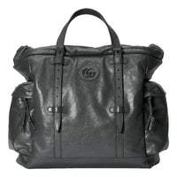 Gucci - Women's Leather Drawstring Tote Bag With Tonal Double G Logo