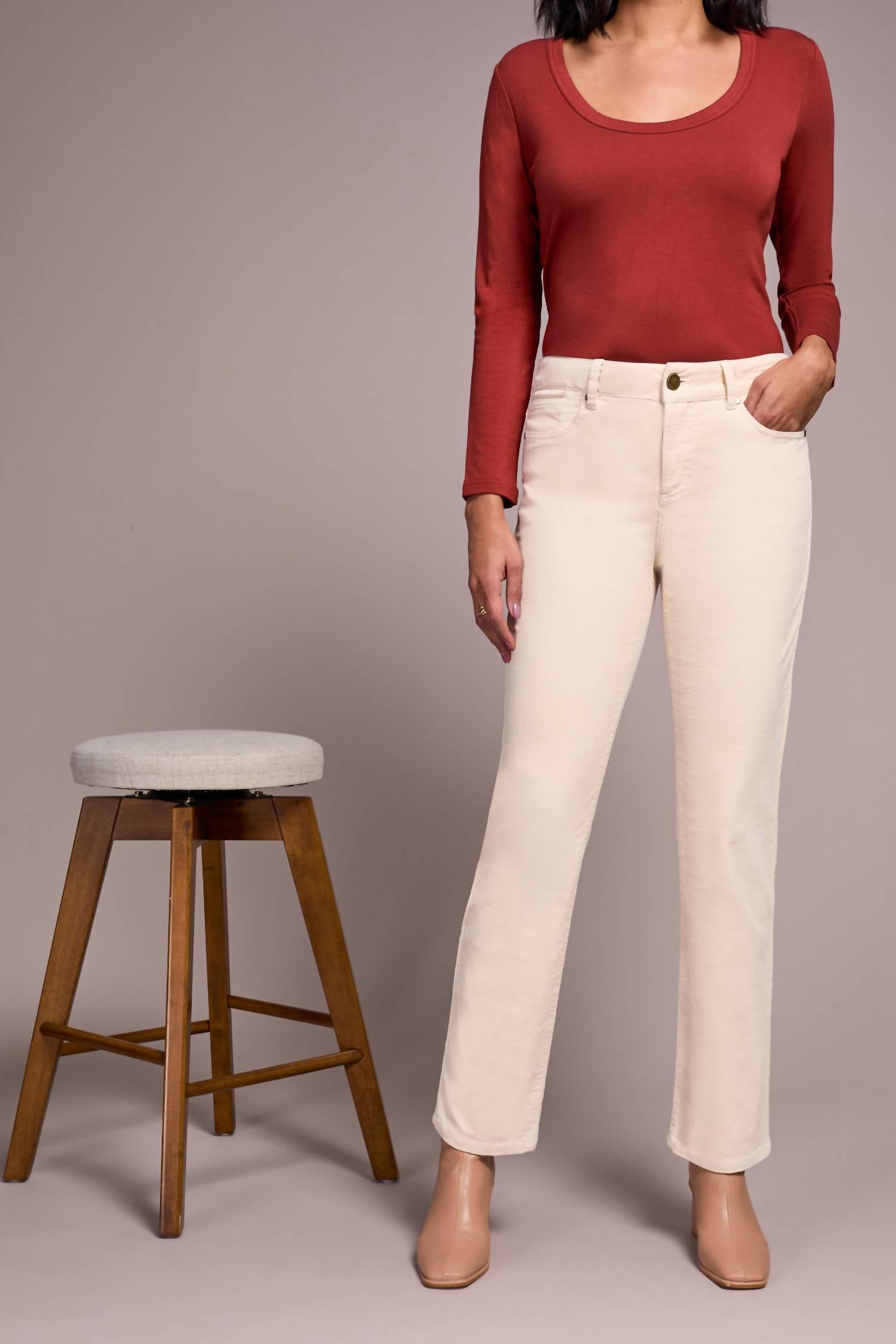 Tribal - Straight Leg Stretch Cordoroy Pant