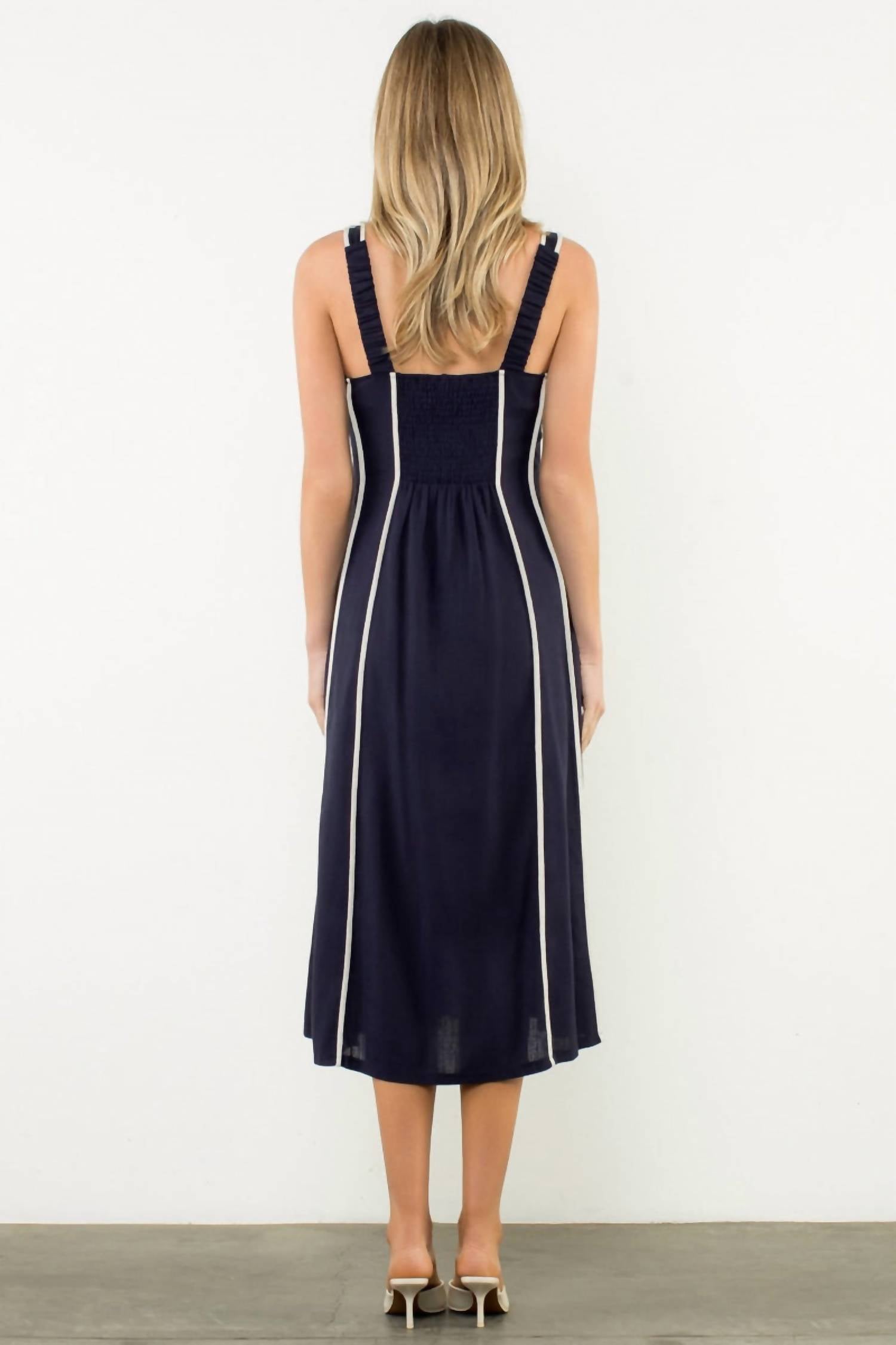 Thml - Linen Trim Detail Midi Dress