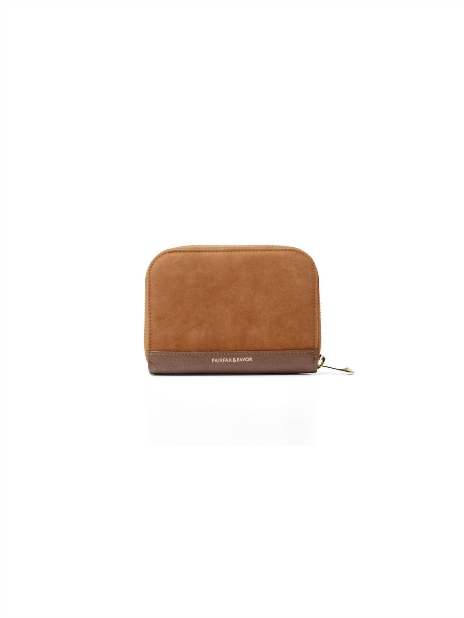 Fairfax & Favor Women's Mini Salisbury Purse in tan suede - women's bag - detail view