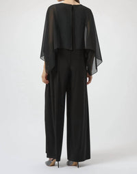 Joseph Ribkoff - Wide-Leg Chiffon Overlay Jumpsuit