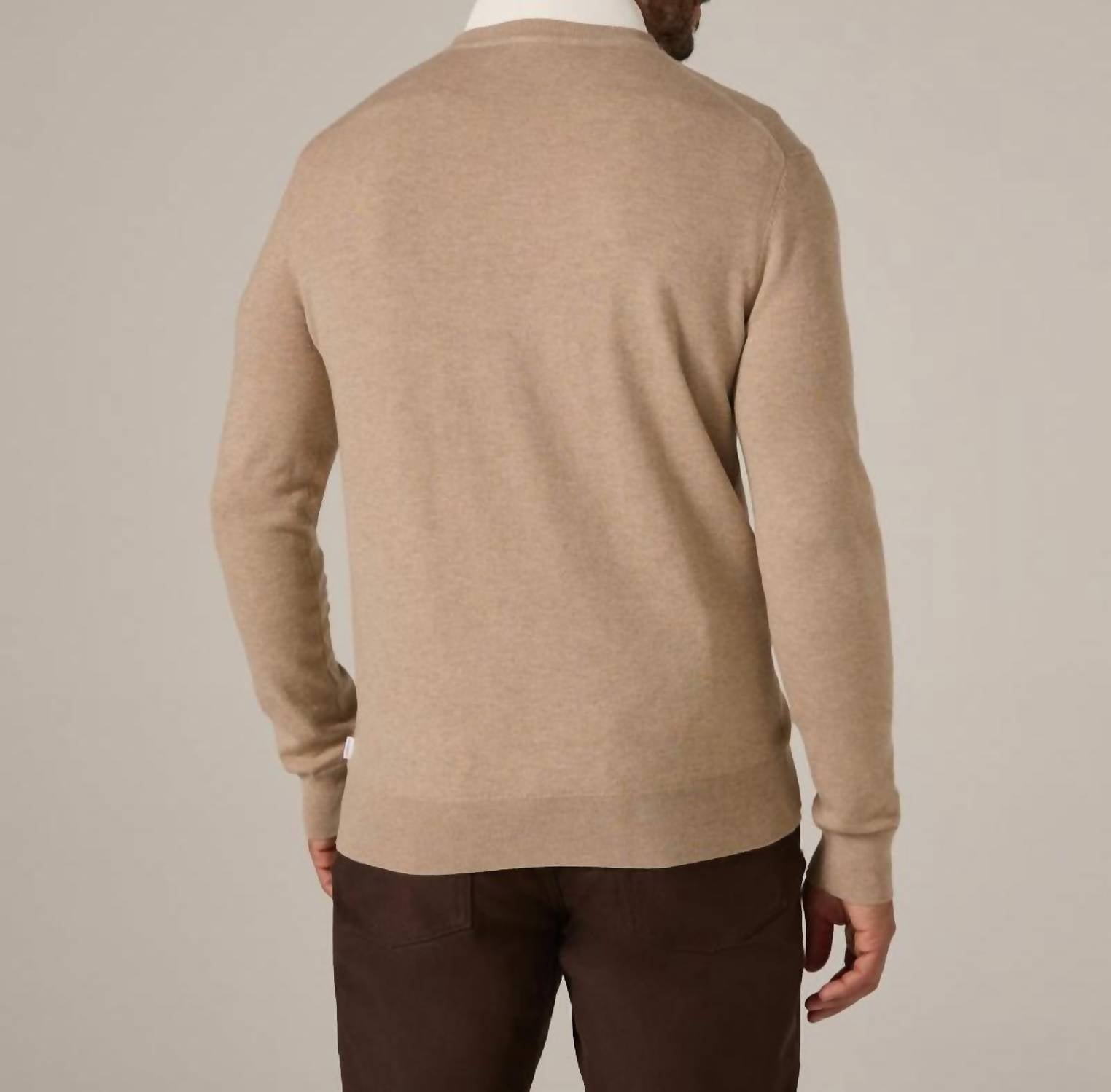 7Diamonds Alcott Crewneck Sweater Top in tan - men's sweater - detail view