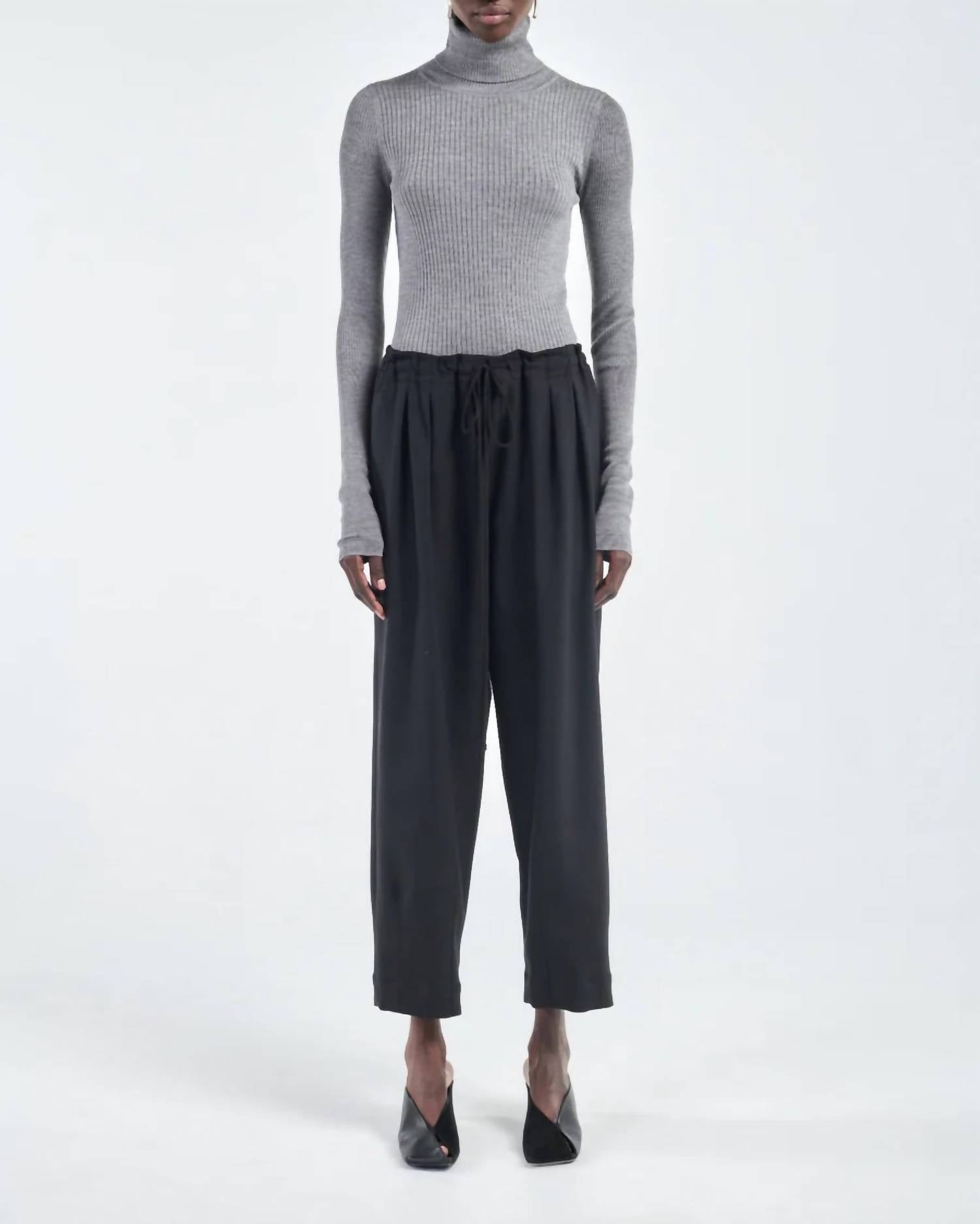 Maria McManus Barrel Leg Drawstring Trouser in black - women's pants