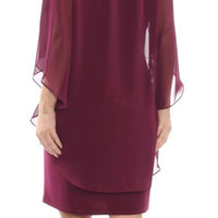 Xscape - Beaded Chiffon Capelet Shift Dress - Plus