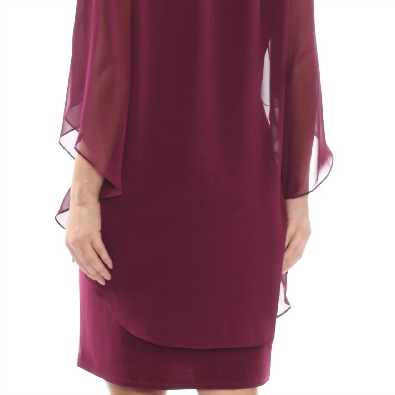 Xscape - Beaded Chiffon Capelet Shift Dress - Plus