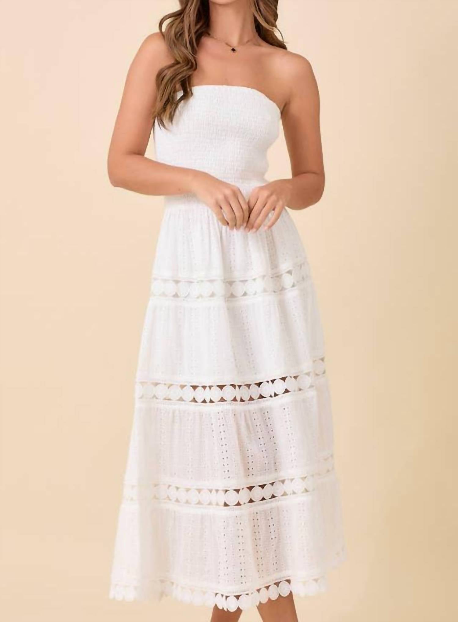 Main Strip - Lace Border Midi Dress