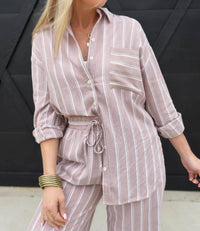 Ee:Some - Soft Washed Striped Button Down Shirt