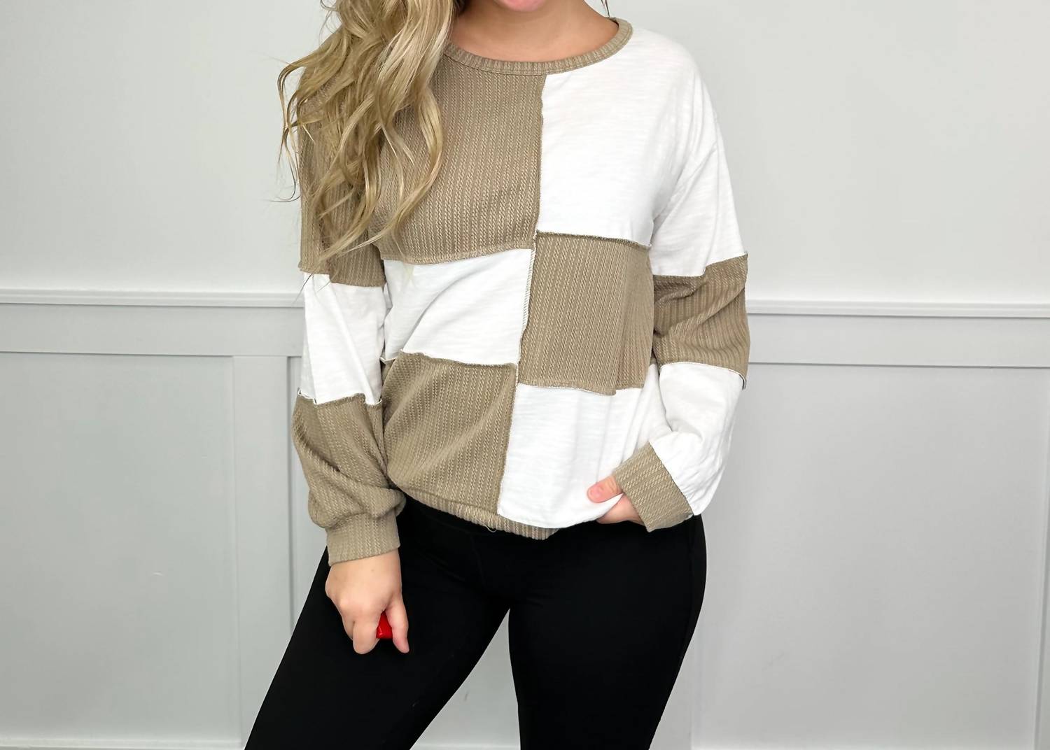 Bibi - Color Block Long Sleeve Top