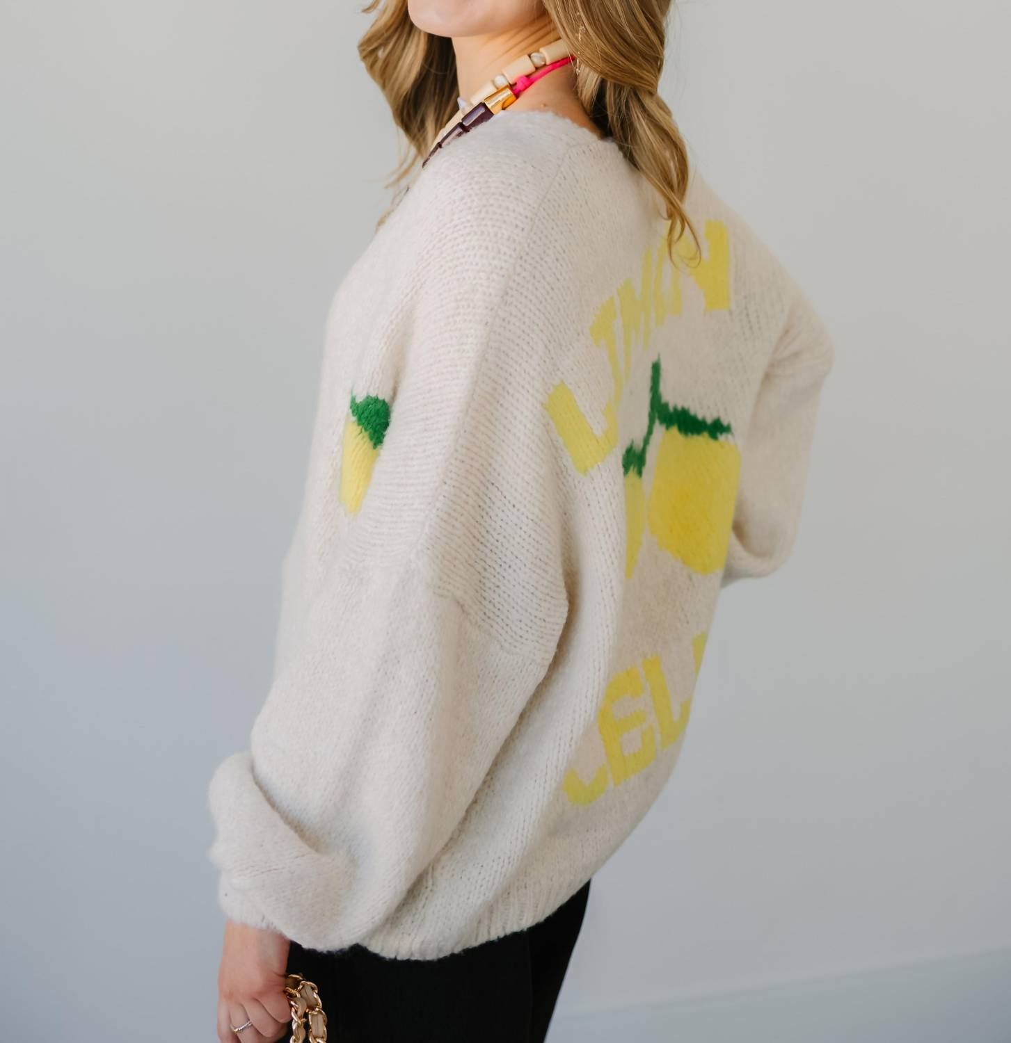 Scandal Italy Limoncello Knit Cardigan in ivory - women's cardigan - alternate view