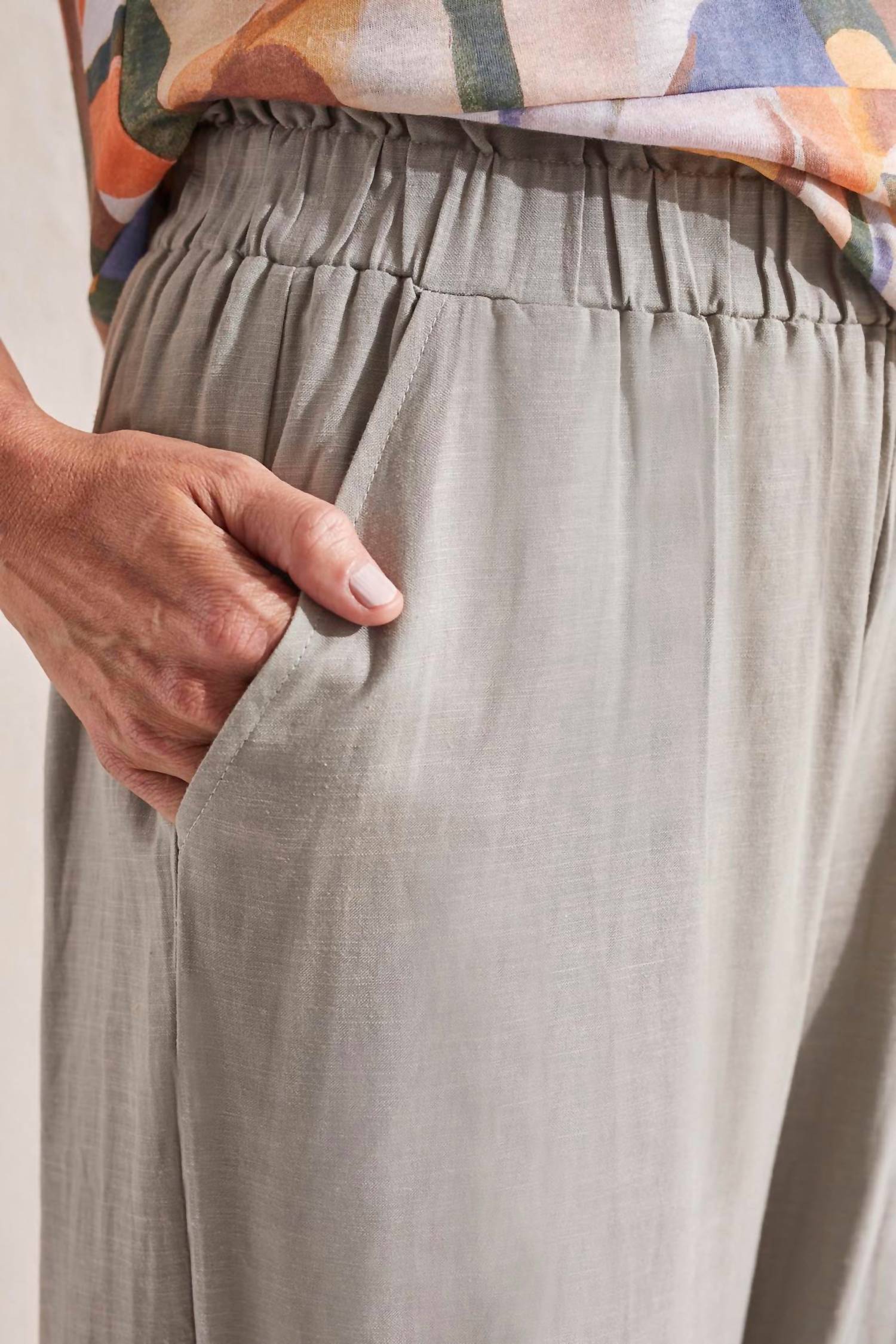 TRIBAL Pull On Ankle Pant With Hem Vent in dried sage - women's pants - alternate view