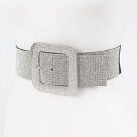 3Am By H&D Accessories - Women's Rhinestone Buckle Elastic Waist Belt