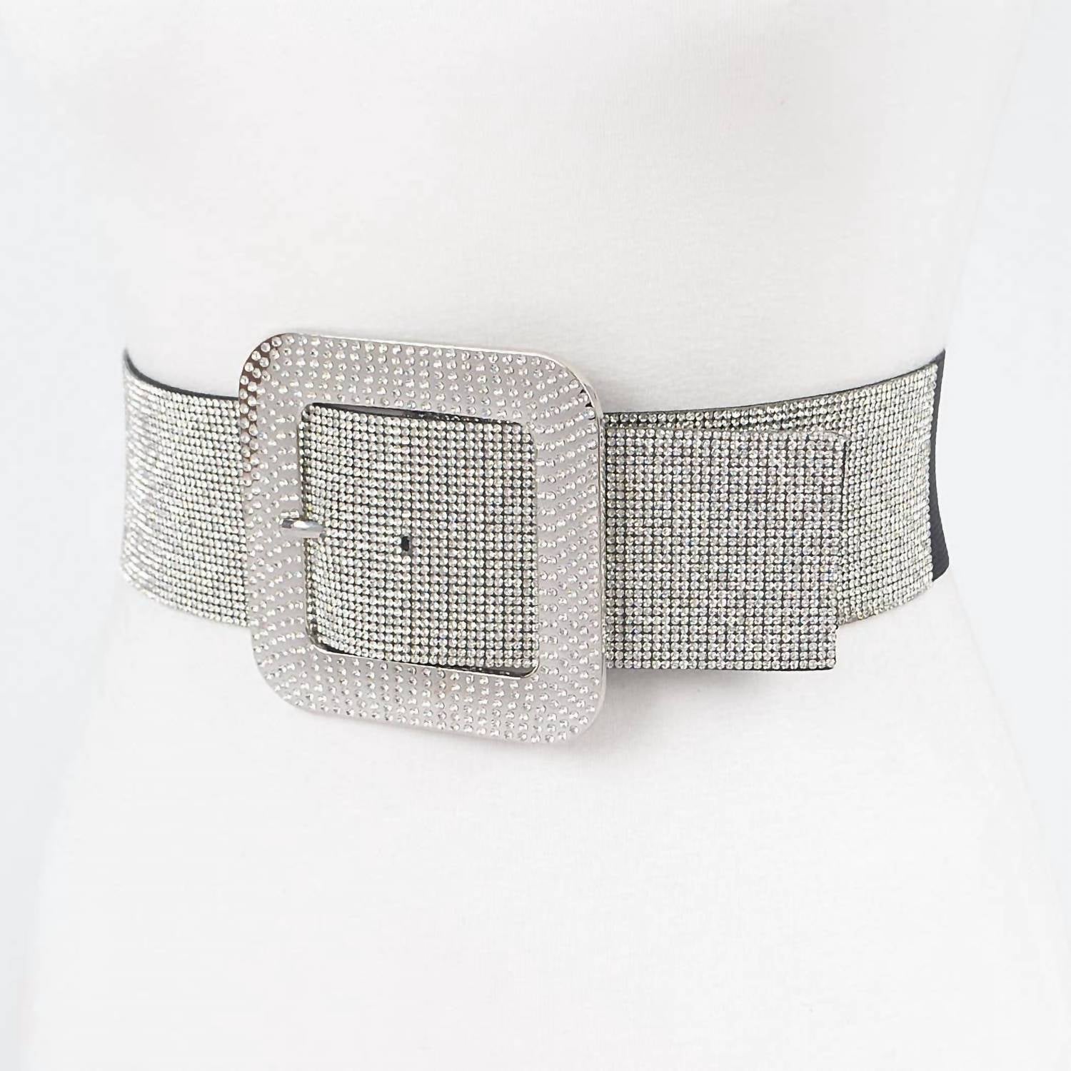 3Am By H&D Accessories - Women's Rhinestone Buckle Elastic Waist Belt