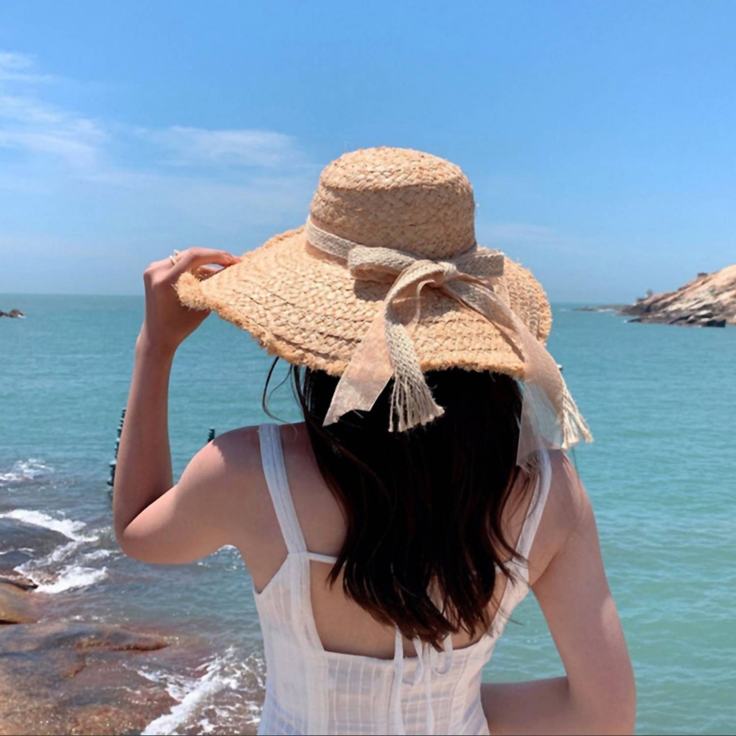 FAME ACCESSORIES Women's Raffia Sun Hats in isla - women's hat - alternate view