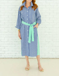 Caryn Lawn Libby Stripe Dress in navy - women's dress