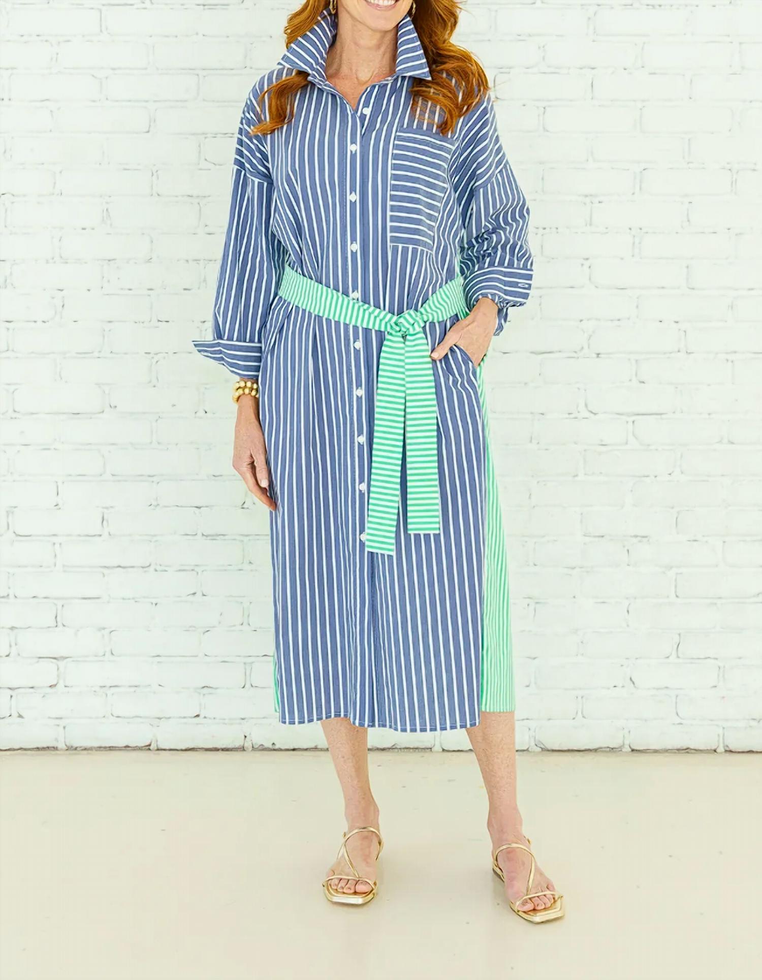 Caryn Lawn Libby Stripe Dress in navy - women's dress