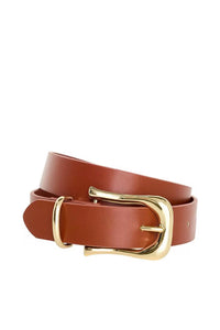 GOOD AMERICAN Women's Classic Saddle Buckle Belt in luggage - women's accessory
