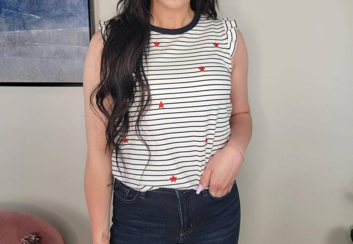 Doe And Rae - Katya Star Embroidered Top