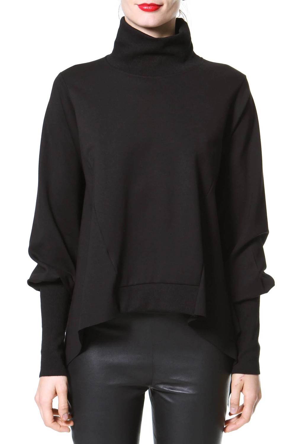 Leather & Luxe - Mock Neck Knit Tunic Top