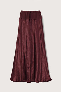 LAUREN MANOOGIAN Women's Luster Maxi Skirt in merlot - women's skirt - detail view