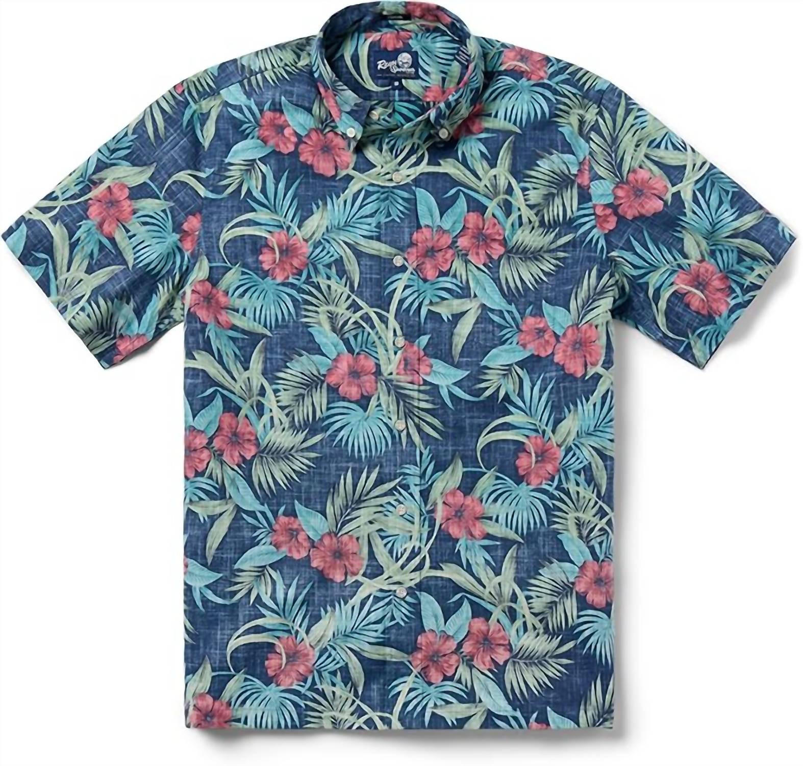 Reyn Spooner - Men's Palm Floral Hibiscus Button Front Hawaiian Aloha Shirt