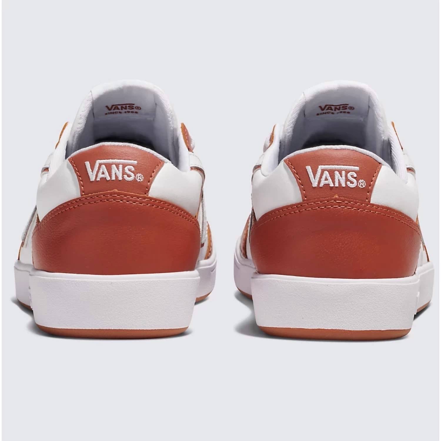 Vans Men's Lowland ComfyCush Shoe in 2 tone leather auburn - men's sneaker - detail view