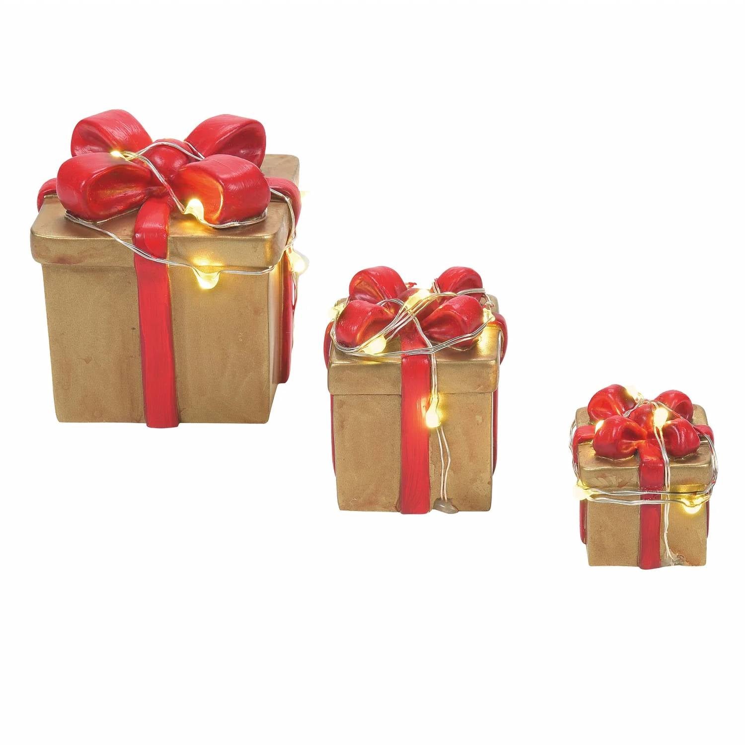 Department 56 - Lit Festive Gift Box Decor - Set Of 3