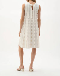 Joseph Ribkoff Viscose Sweater Knit Sleeveless A Line Dress in vanilla - women's dress - alternate view