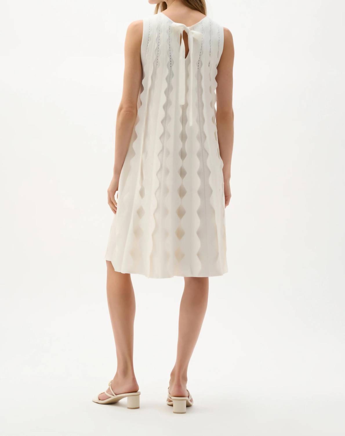 Joseph Ribkoff Viscose Sweater Knit Sleeveless A Line Dress in vanilla - women's dress - alternate view