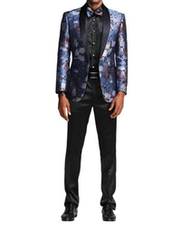 Tazzio Men's Slim Fit Jacket Blazer in blue pink siliver - men's jacket - alternate view