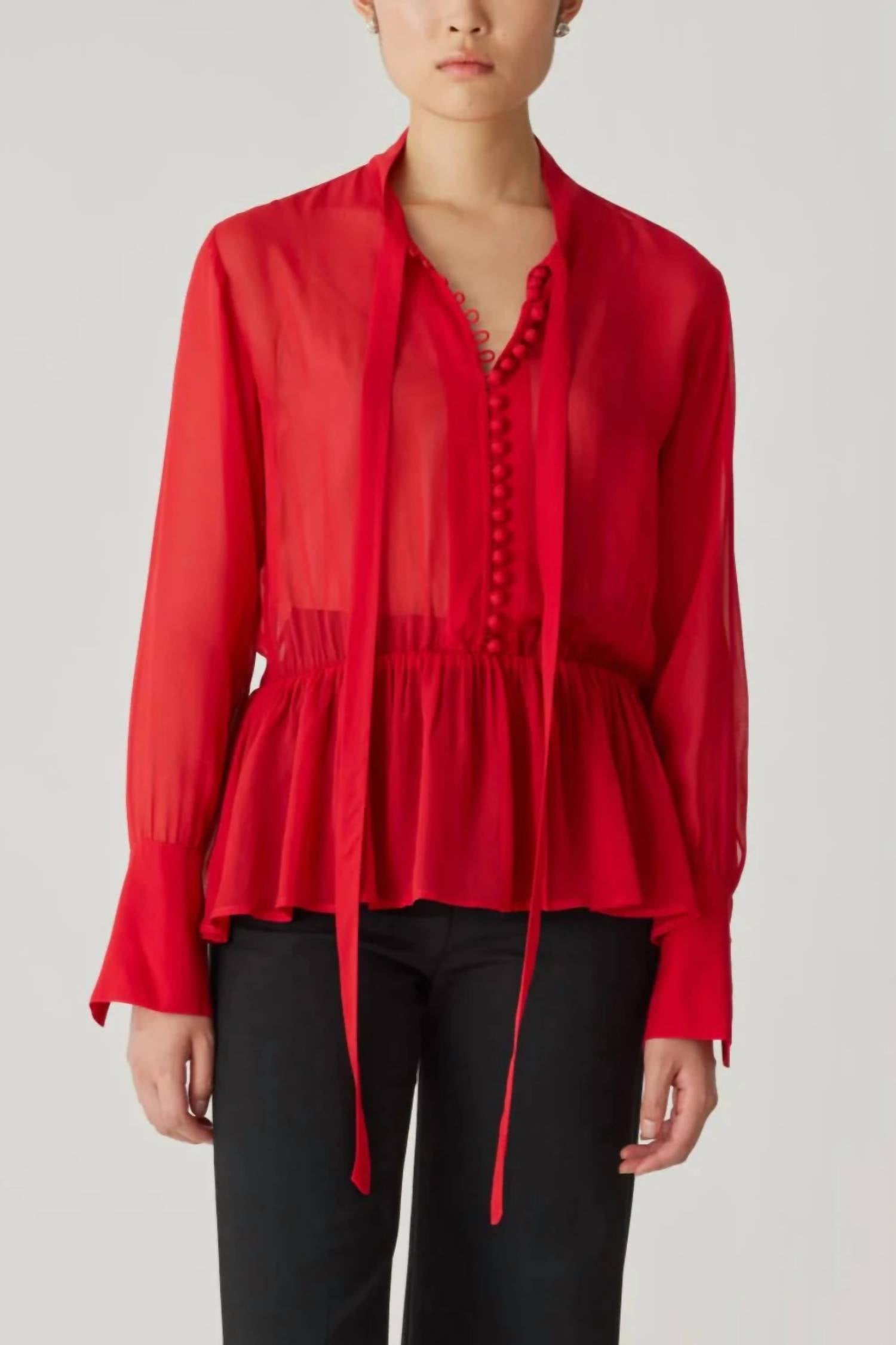 Rebecca Taylor - Covered Button Tie Blouse