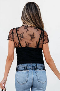 T & C  Apparel - Floral Sheer Mesh Top + Tank Set