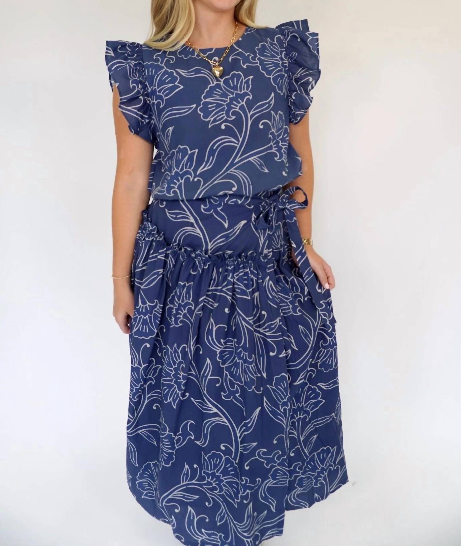 Tcec - River Floral Tiered Midi Skirt