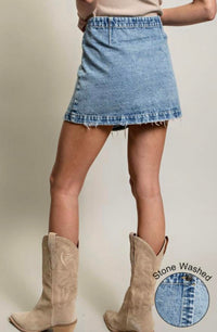 Ee:Some - Denim Wrap Mini Skirt