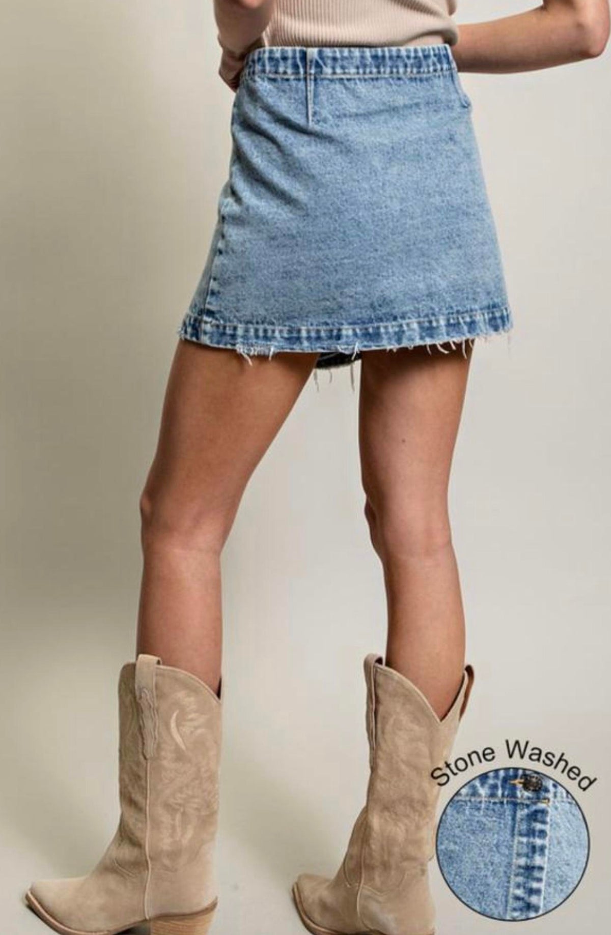 Ee:Some - Denim Wrap Mini Skirt