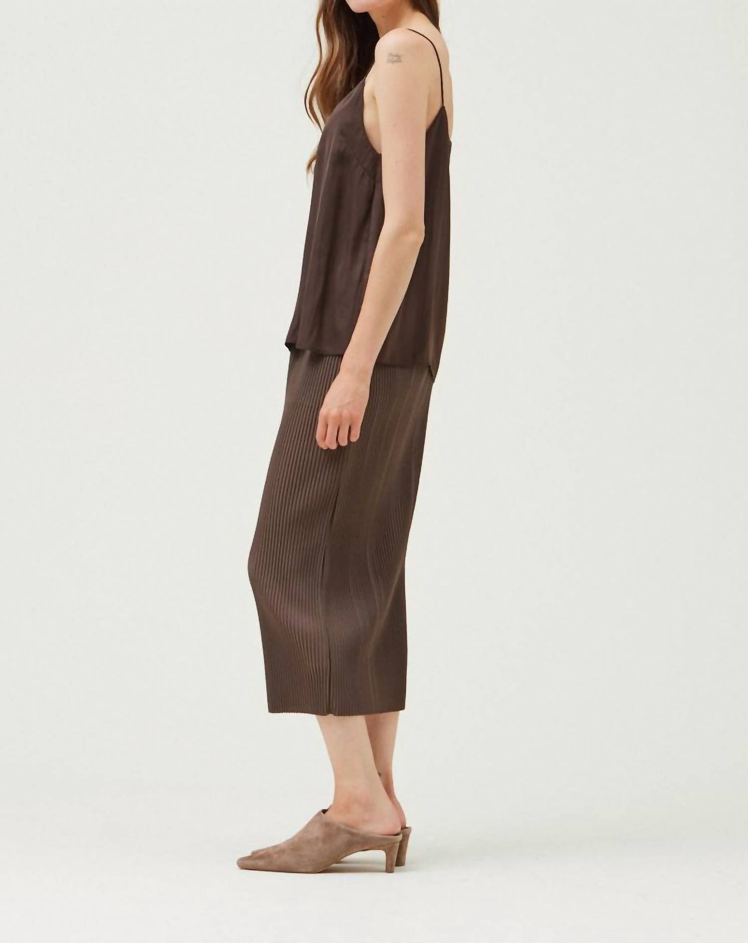 GRADE & GATHER Essential Satin Cami in espresso - women's shirt - alternate view