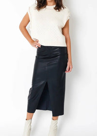 Olivaceous - Leather Icon Midi Skirt