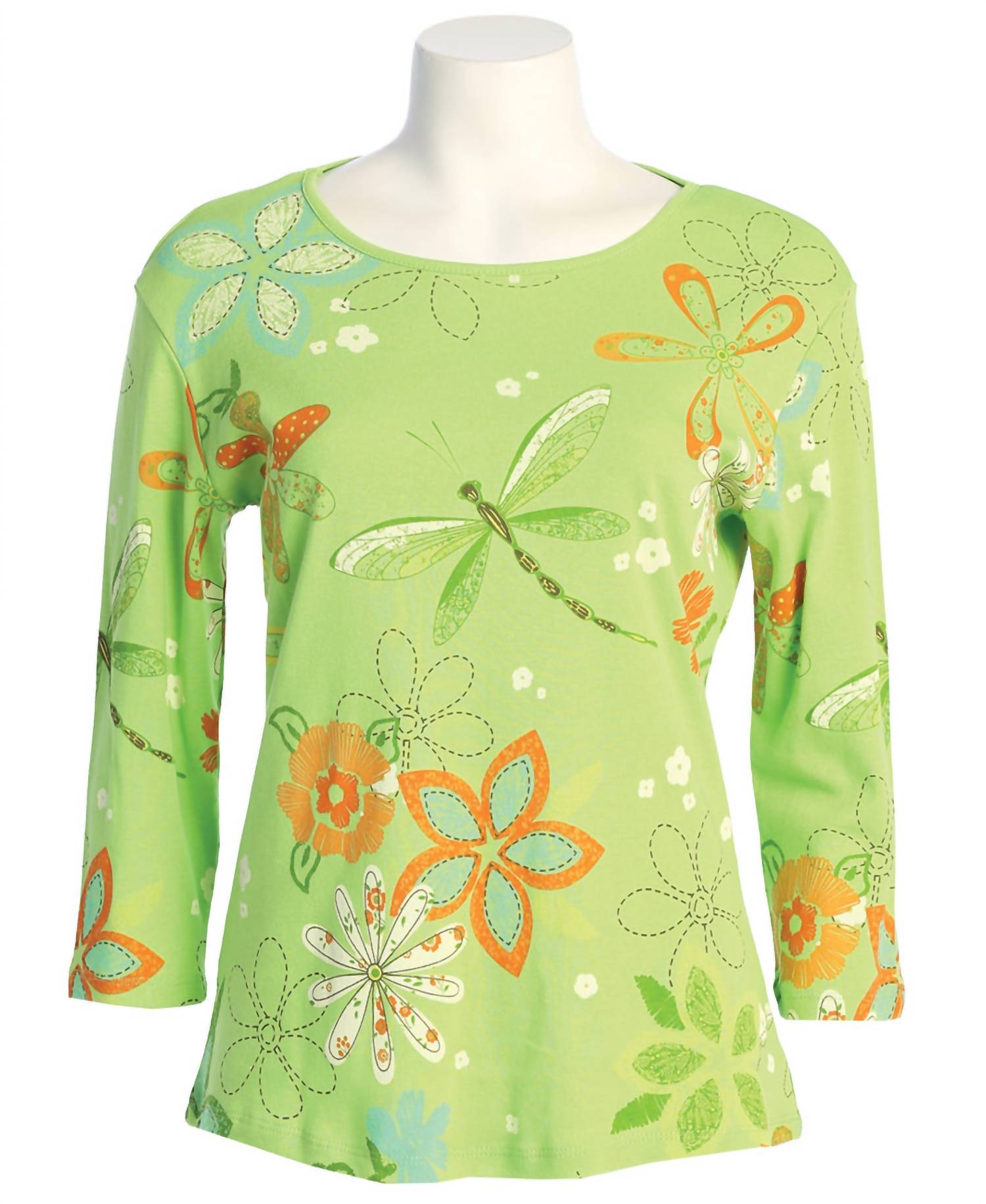 Jess & Jane - Women's Good Times Printed Cotton Top - Plus