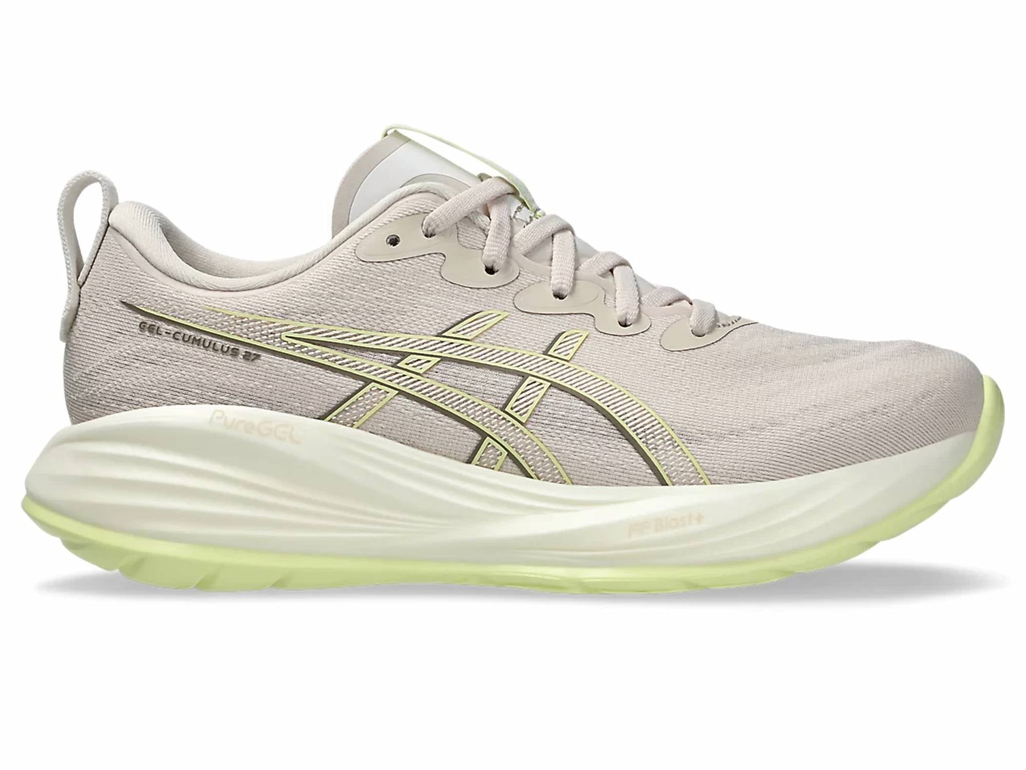ASICS Women's Gel-cumulus 27 Running Shoes in mineral beige huddle yellow 1 - women's shoe - detail view