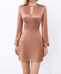 Amanda Uprichard Keyhole Long Sleeve Mini Dress in rose bronze - women's dress