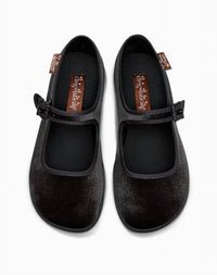Hot Chocolate Design Women's Velvet Mary Jane Flat in espresso martini - women's flats - detail view