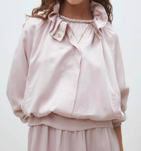 Suncoo - Dorian Ruffle Collar Blouson Top