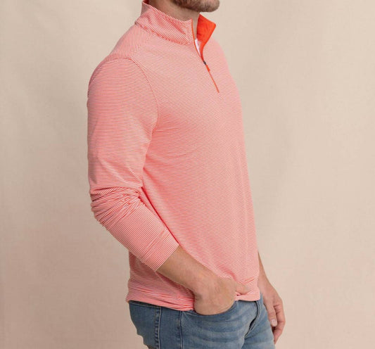 Southern Tide - Cruiser Micro-stripe Heather Quarter Zip Top