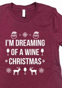 Urbanarteez - Women's Dreaming Of A Wine Christmas Tee - Plus