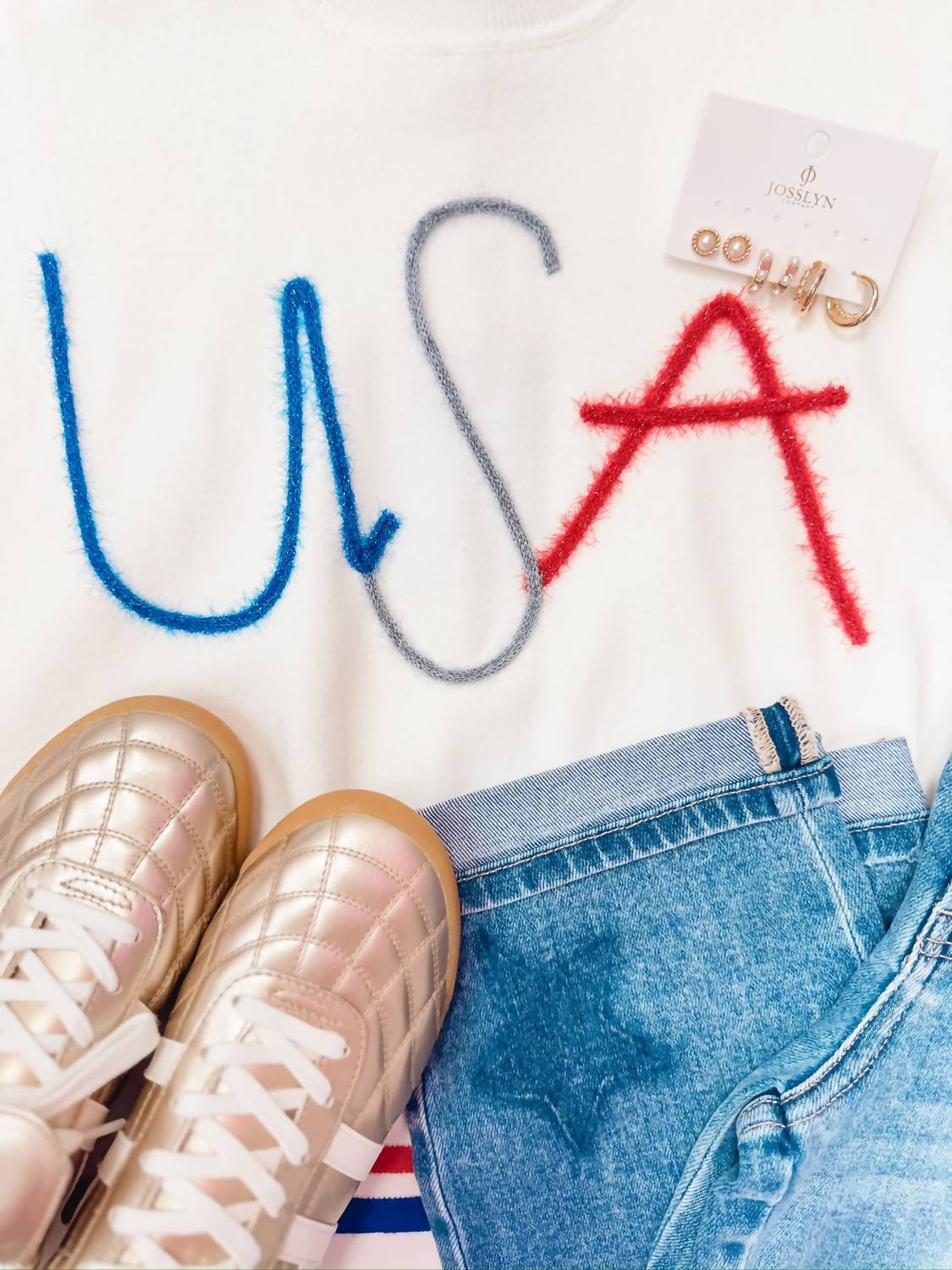 Ee:Some - Women's Usa Letter Ss Sweater