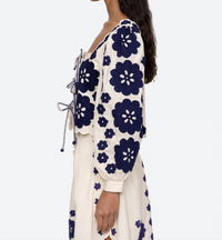 SEA Catrine Long Sleeve Top in blue - women's blouse - alternate view